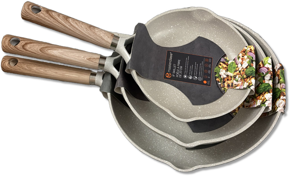 Masterclass Premium Cookware 8″ 9.5″ 11″ Skillet Frying Pans Set Of 3 Speckled